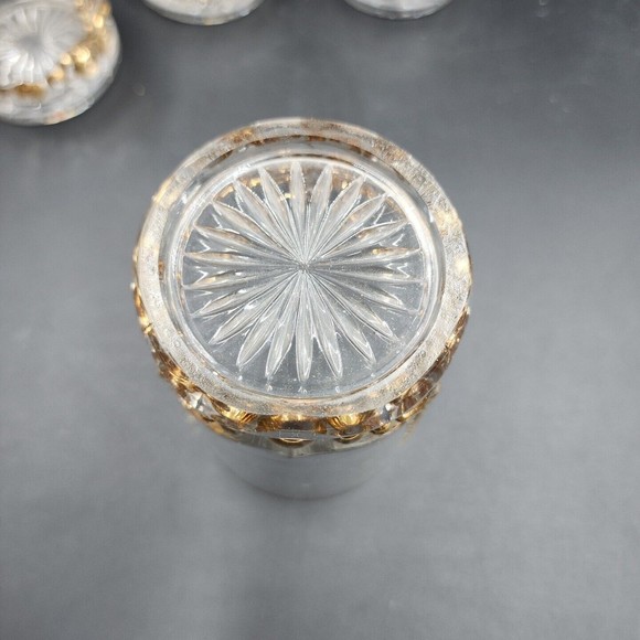 EAPG Bead and Scroll Riverside Glasses Antique Clear and Gold Glases Set of 4 - Picture 5 of 6
